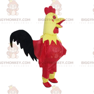 Costume de mascotte BIGGYMONKEY™ de coq jaune et rouge, costume