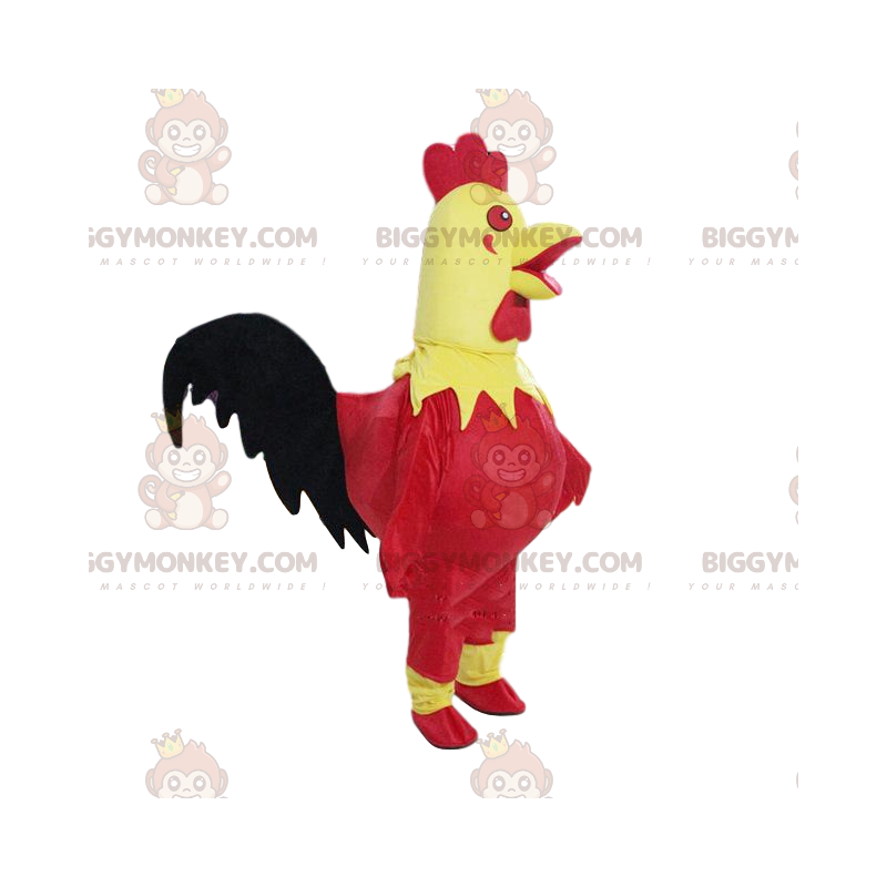 BIGGYMONKEY™ yellow and red rooster mascot costume, farm