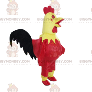 Traje de mascote de galo amarelo e vermelho BIGGYMONKEY™