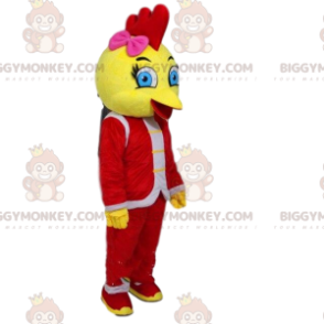 Traje de mascote BIGGYMONKEY™ de pássaro amarelo vestido de