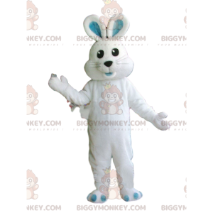 Weißes Kaninchen BIGGYMONKEY™ Maskottchen-Kostüm, vollständig