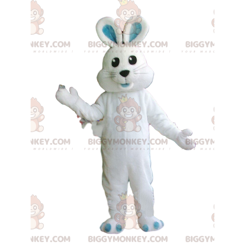 Costume mascotte BIGGYMONKEY™ coniglio bianco, completamente