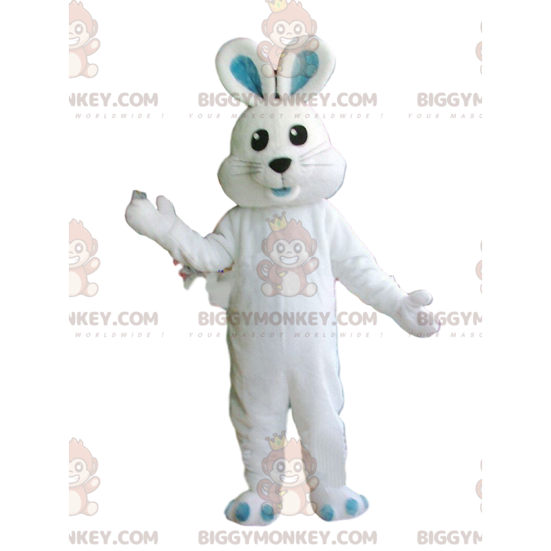 Costume mascotte BIGGYMONKEY™ coniglio bianco Formato L (175-180 CM)