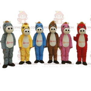 6 bunte Pferde, 6 bunte Pferdemaskottchen BIGGYMONKEY™s -