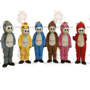 6 multicolored horses, 6 colorful horse mascot BIGGYMONKEY™s –