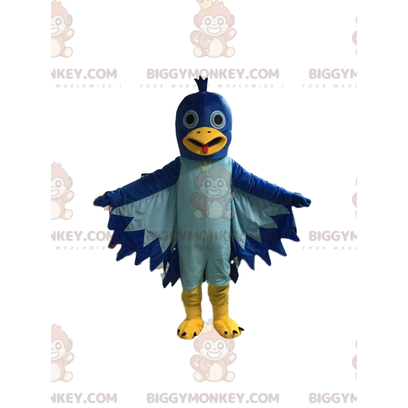 Pigeon BIGGYMONKEY™ maskottiasu, sininen lintuasu, jättiläinen