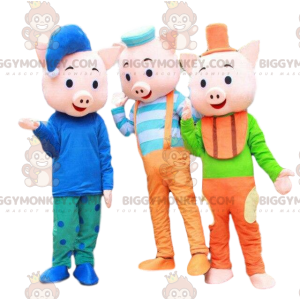 Mascota de BIGGYMONKEY™s "Three Little Pigs", 3 trajes de cerdo