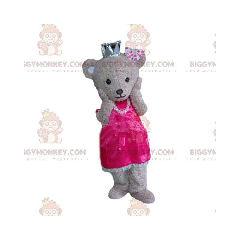 Disfraz de mascota Teddy Bear BIGGYMONKEY™ disfrazado de reina