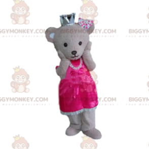 Teddybär BIGGYMONKEY™ Maskottchenkostüm als Königin verkleidet