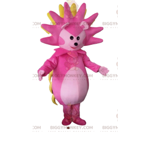 BIGGYMONKEY™ mascottekostuum van roze, witte en gele egel
