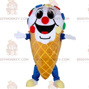 Giant Ice Cream Cone Στολή μασκότ BIGGYMONKEY™, πολύχρωμη στολή