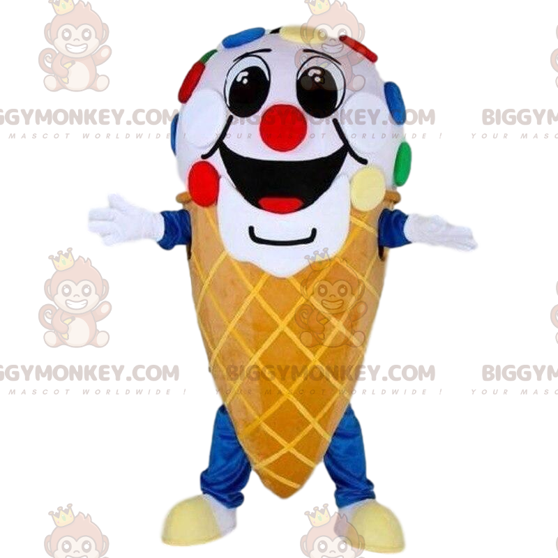 Riesige Eiswaffel BIGGYMONKEY™ Maskottchen-Kostüm, Buntes