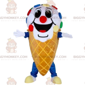 Giant Ice Cream Cone BIGGYMONKEY™ Mascot Costume, Colorful Ice