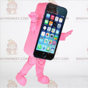 Costume de mascotte BIGGYMONKEY™ de smartphone rose, costume de