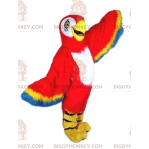 BIGGYMONKEY™ mascottekostuum rood, geel en blauw papegaai