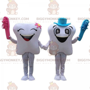 Duo de mascottes BIGGYMONKEY™ de dents blanches, couple de