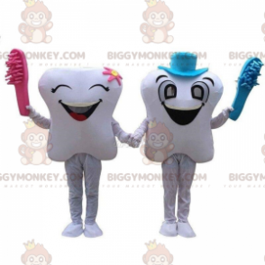 2 BIGGYMONKEY's mascotte van witte tanden, paar gigantische