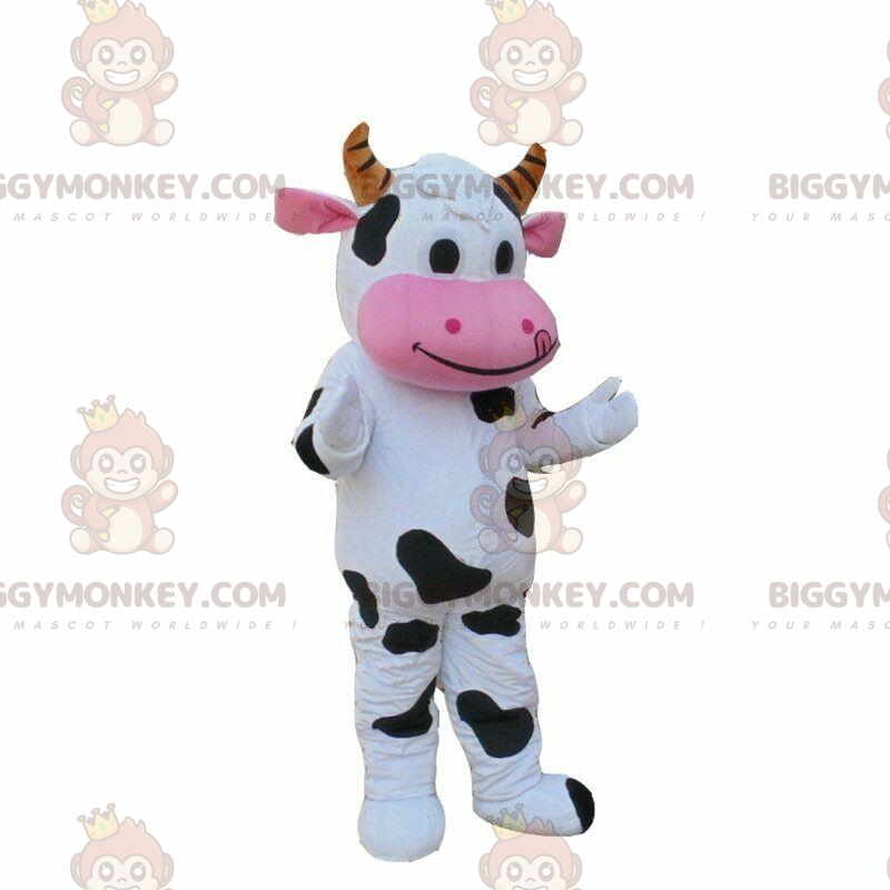 White and Black Cow BIGGYMONKEY™ Mascot Costume, Cowhide