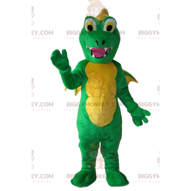 Costume de mascotte BIGGYMONKEY™ de dragon vert et jaune