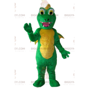 BIGGYMONKEY™ mascottekostuum groene en gele draak, groene