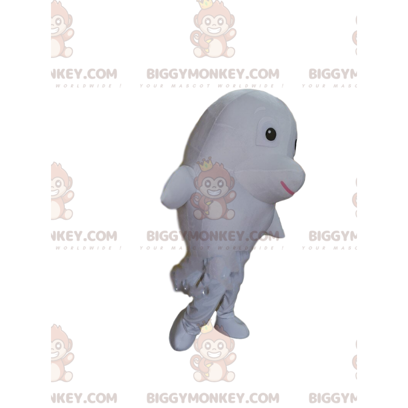 White dolphin BIGGYMONKEY™ mascot costume, giant fish costume -