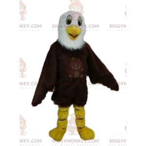 Traje de mascote BIGGYMONKEY™ de águia marrom e branca, traje