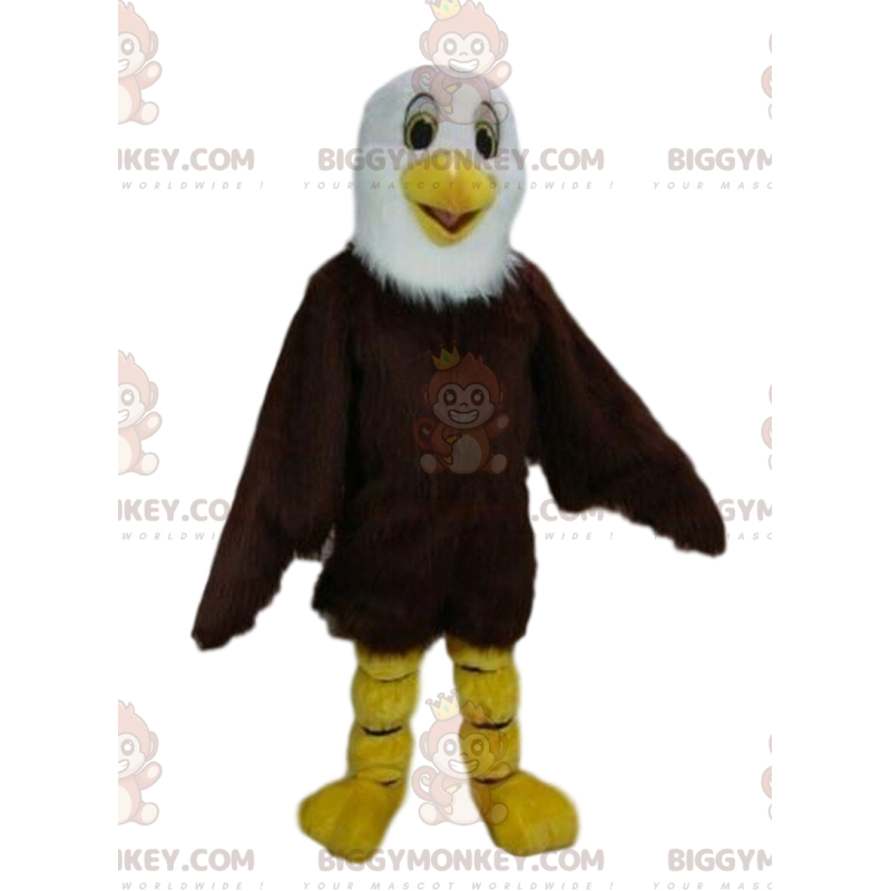 Traje de mascote BIGGYMONKEY™ de águia marrom e branca, traje