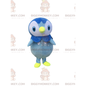 BIGGYMONKEY™ maskottiasu sinivalkoinen pingviini, värikäs