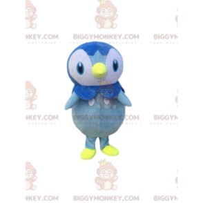 Traje de mascote BIGGYMONKEY™ pinguim azul e branco, traje de