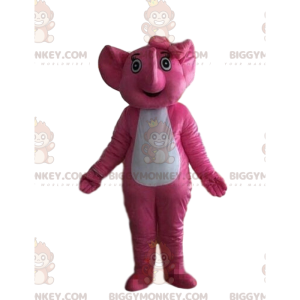 Fantasia de mascote BIGGYMONKEY™ de elefante rosa e branco