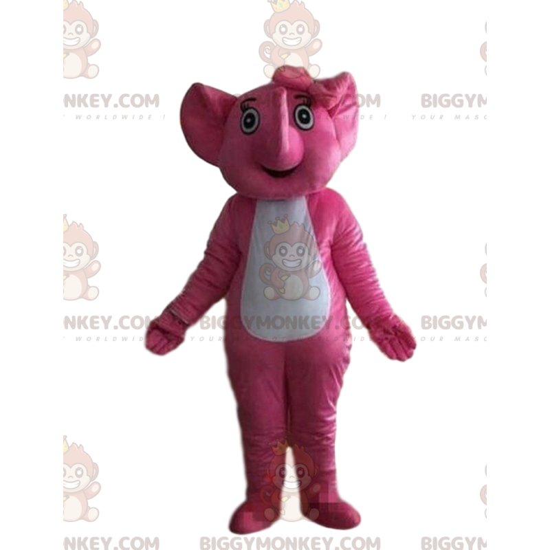 Pink and white elephant BIGGYMONKEY™ mascot costume, baby
