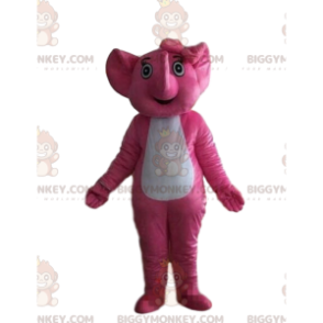 Pink og hvid elefant BIGGYMONKEY™ maskot kostume, baby elefant