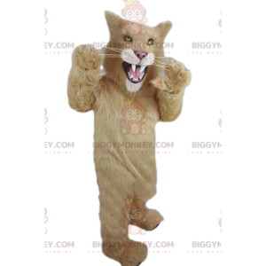 BIGGYMONKEY™ mascottekostuum beige puma, fel uitziend