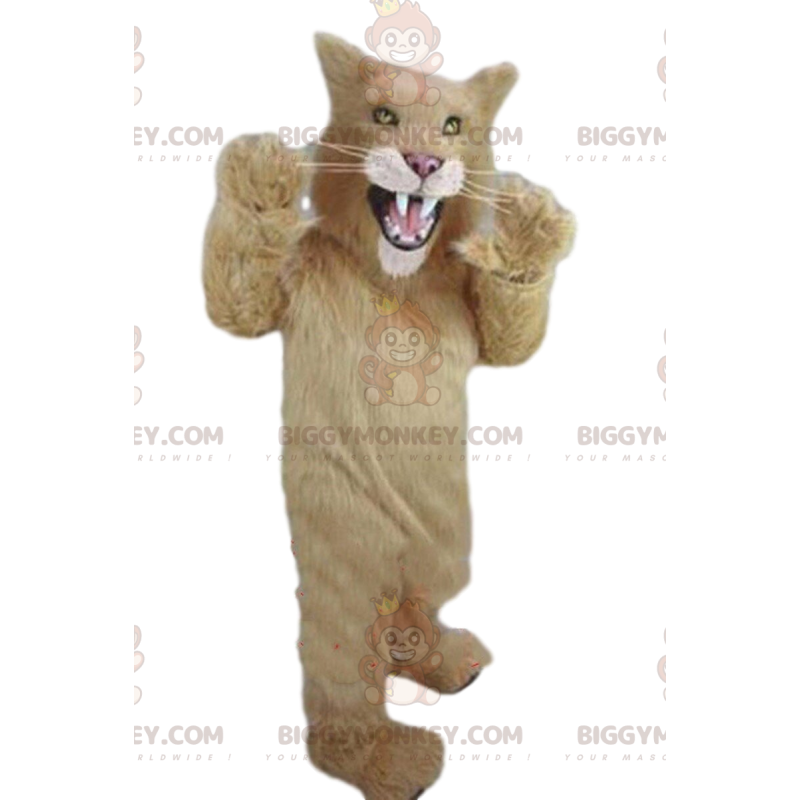 BIGGYMONKEY™ costume da mascotte puma beige, costume felino