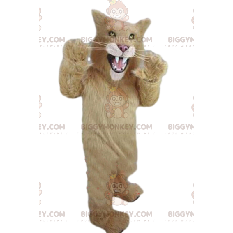 Traje de mascote BIGGYMONKEY™ puma bege, traje felino de
