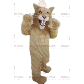 BIGGYMONKEY™ costume da mascotte puma beige, costume felino