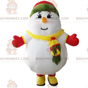 BIGGYMONKEY™ großes buntes Schneemann-Maskottchen-Kostüm