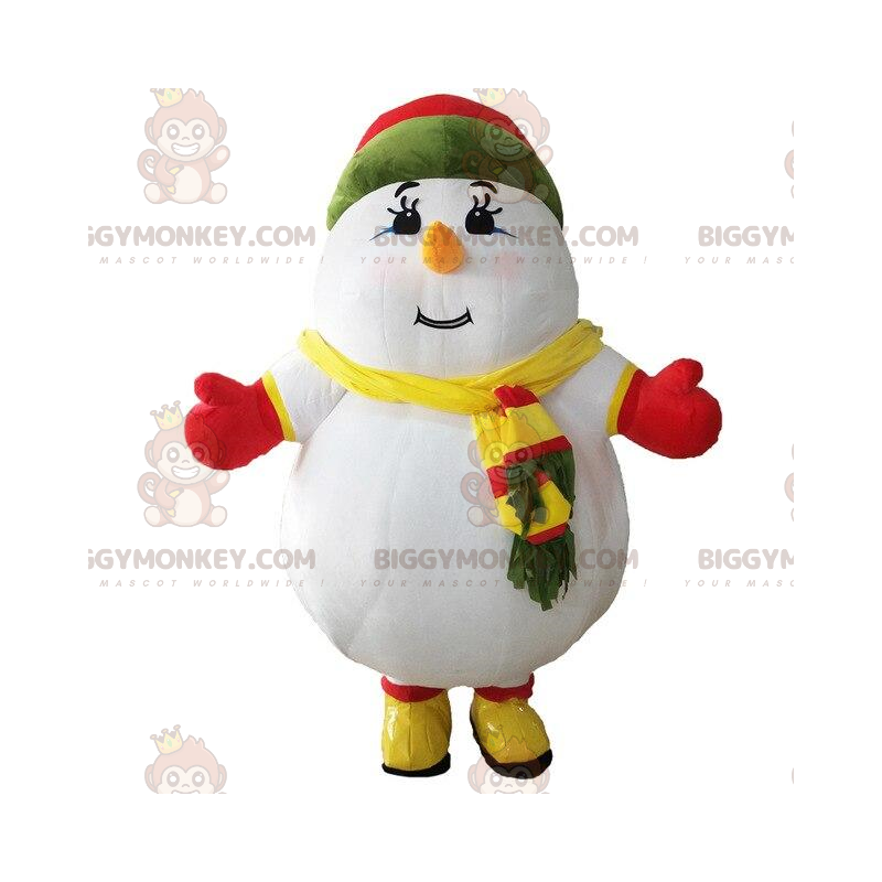 BIGGYMONKEY™ Μεγάλη πολύχρωμη στολή μασκότ χιονάνθρωπος