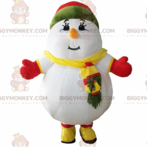 BIGGYMONKEY™ Groot kleurrijk sneeuwman-mascottekostuum
