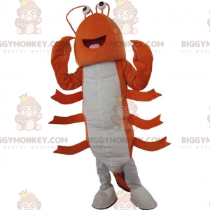 Fantasia de mascote BIGGYMONKEY™ de lagosta laranja e branca