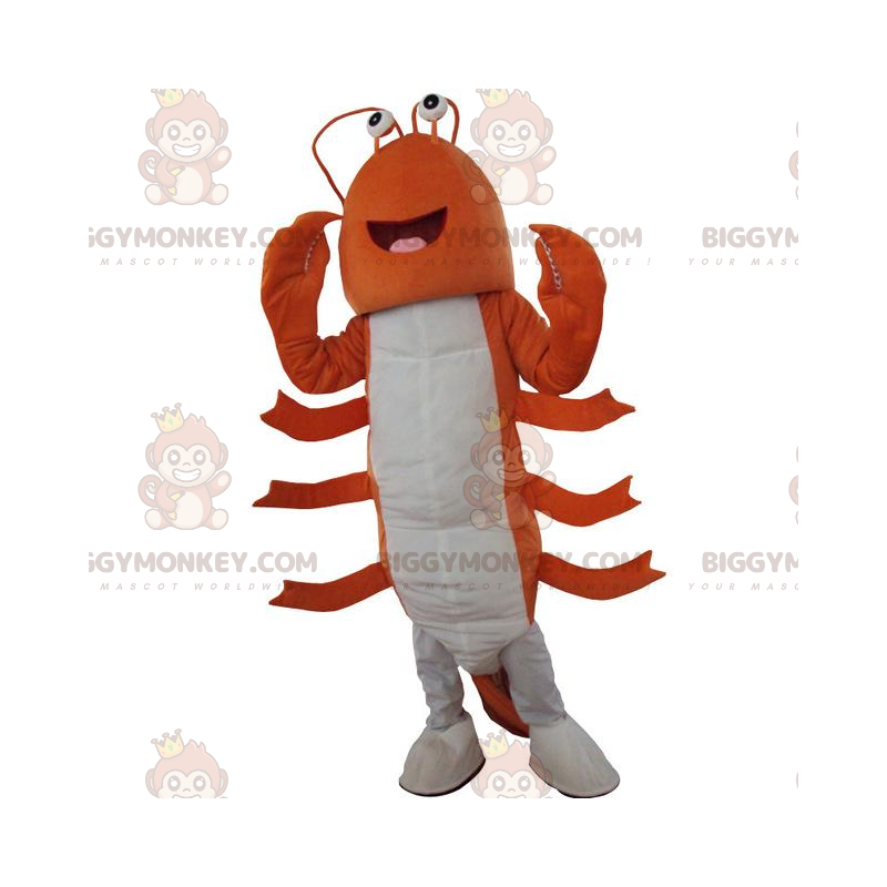 Orange and White Lobster BIGGYMONKEY™ Mascot Costume, Orange