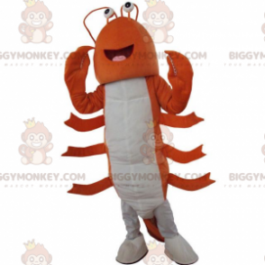 Orange-weißer Hummer BIGGYMONKEY™ Maskottchen-Kostüm
