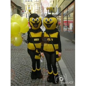 2 BIGGYMONKEY's mascotte van gele en zwarte bijen -