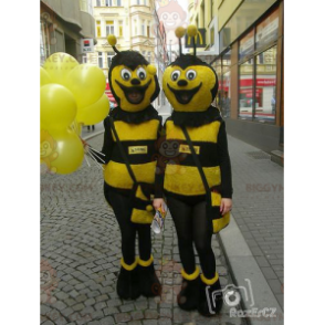 2 BIGGYMONKEY™ keltaisten ja mustien mehiläisten maskotti -