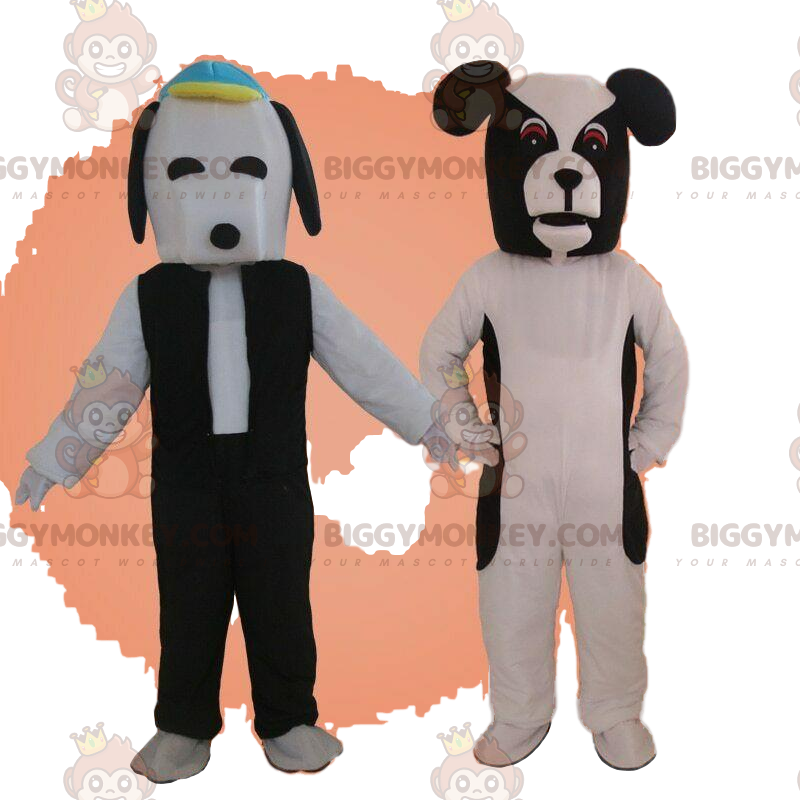 2 Maskottchenhunde von BIGGYMONKEY™, schwarze und weiße