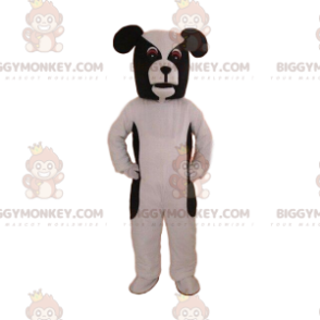 Traje de mascote BIGGYMONKEY™ de cachorro preto e branco