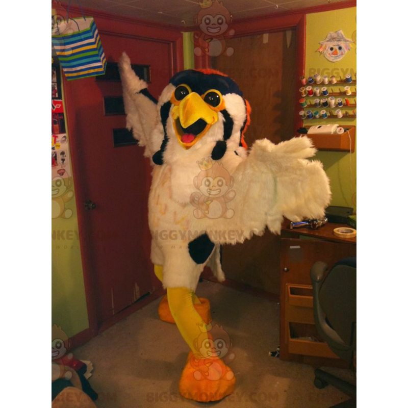 BIGGYMONKEY™ White Yellow Orange Bird Owls Mascot Costume –
