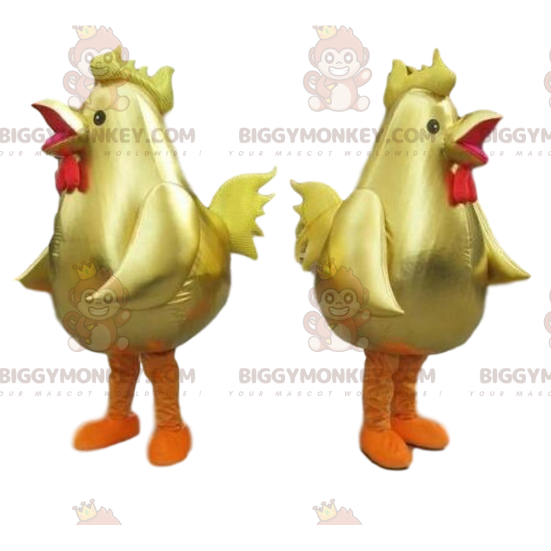 Gyldne høne BIGGYMONKEY™ maskotkostume, gyldent kyllingekostume
