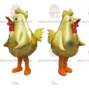 Kultainen kana BIGGYMONKEY™ maskottiasu, kultainen kanaasu -