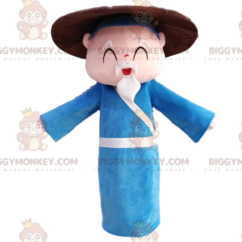 Traje de mascote de velho asiático BIGGYMONKEY™, fantasia de